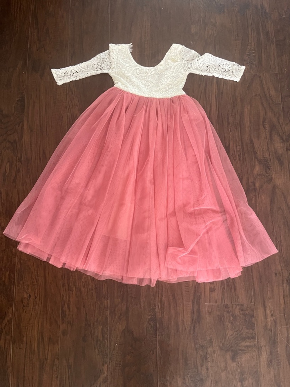 Lace Bodice Pink Tulle Formal Dress for Girls